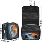 Travel Toiletry Bag for Women & Men Space Water Fire Hanging Cosmetic Organizer Portable Waterproof Makeup Case Make Up Bag with Compartments Travel Essentials for Bathroom Shower
