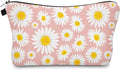 Cute Travel Makeup Bag Cosmetic Bag Small Pouch Gift for Women (Daisy Pink)