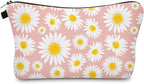 Cute Travel Makeup Bag Cosmetic Bag Small Pouch Gift for Women (Daisy Pink)
