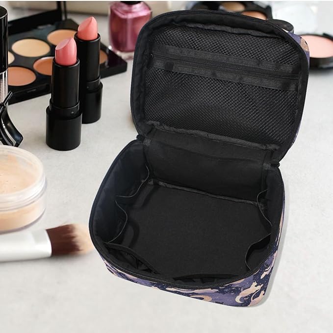 MNSRUU Makeup Bags, Cat Moon Makeup Organizer Bags Toiletry Bag Box Travel Cosmetic Bag Make Up Train Case for Women Teen Girl Ladies