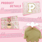 Personalized Quilted Cosmetic Bag, Puffy Monogrammed Christmas Birthday Gifts for Women & Girls, Cute initial Floral Makeup Bag Puffer Coquette Bag, Aesthetic Travel Toiletry Zipper Pouch(Pink,P)