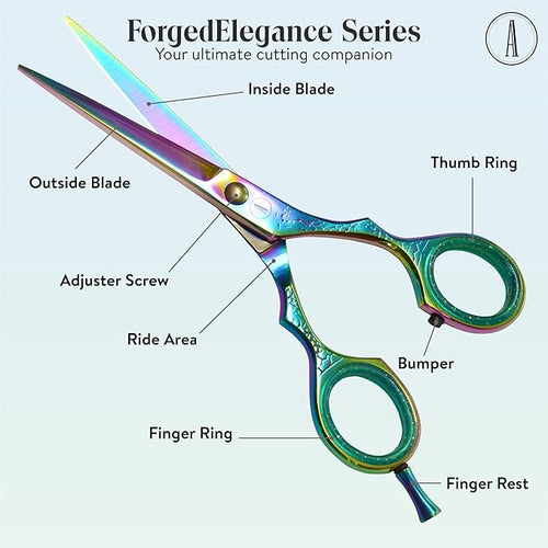 ANDUSTRIAL - Professional Hair Cutting Scissors/Shears For Men/Women/Home/Salon - Premium High Carbon Steel Quality - Smooth And Sharp - 5.5 Inch, Multi Colored