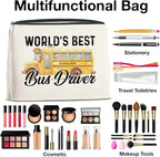 Bus Driver Gifts Makeup Bag School Bus Driver Appreciation Gifts, Thank You Gifts for Bus Driver, World Best Bus Driver Zipper Makeup Pouch