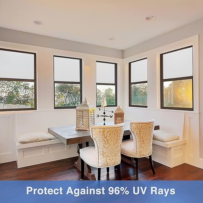 Volcanics Frosted Glass Window Privacy Film, Removable Static Cling Bathroom Window Film, Heat Control UV Blocking, Peep-Proof, Ideal for Home Office 35.4 x 78.7 Inches