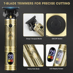 Professional Hair Clippers for Men, Cordless Beard Trimmer, Nose & Ear Hair Trimmer, Electric Shavers Barber Kit with LED Display, Hair Cutting Kit with Case, for Barber, Mens Gift