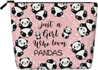 MOLAIGIN Just A Girl Who Love Pandas Cute Panda Cosmetic Bag For Women, Travel Makeup Bag, Toiletry Zipper Bag, Large Capacity Aesthetic Cases