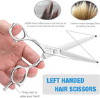 JASON 6 Inch Left Handed Barber Hair Cutting Scissors Professional Salon Shears Razor Edge Hairdressing Scissor Japanese Stainless Steel Reversible Haircut Shear for Men Women Christmas Gift