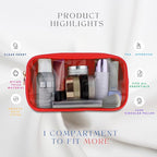 DANCOUR Small Clear Makeup Bag – Mini Pouch for Purse, Red Cosmetic Travel Case, Compact Clear Cosmetic Bag, Mini Pouch for Purse