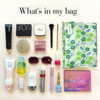 STARDW Aesthetic Floral Makeup Bag Cute Small Cosmetic Bags for Women Girls, Travel Toiletry Bag Large Capacity Zipper Makeup Pouch, Purse Organizer Pouches (Green Flowers)
