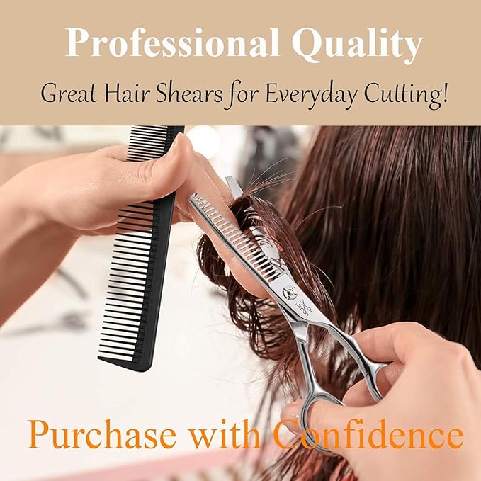 JASON 6" Hair Scissors Set - Hair Shears with Ultimate Sharp Sword Blade, Professional Haircut Scissor Hair Trimming Shear for Barber, Hairdresser, Stylist, Japanese 440C Stainless Steel Gift