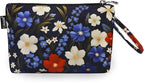 Gloppie Small Makeup Bag for Purse Lightweight Cosmetic Bag Floral Makeup Pouch for Women Blue Red Flower