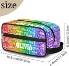 Personalized Name Toiletry Bag, Large Travel Cosmetic Bag Portable Makeup Organizer Bag for Women Bathroom Shower Essentials, Red Green Purple Sequins