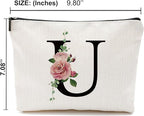 Initial A-Z Personalized Letter Makeup Bag, Monogrammed Bridesmaid Gifts Presents Cosmetic Bag, Portable Stationery Storage Organizer Pouch, Friendship Love Travel Makeup Bags