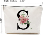 Initial A-Z Personalized Letter Makeup Bag, Monogrammed Bridesmaid Gifts/Presents Cosmetic Bag, Portable Stationery Storage Organizer Pouch, Friendship Love Travel Makeup Bags