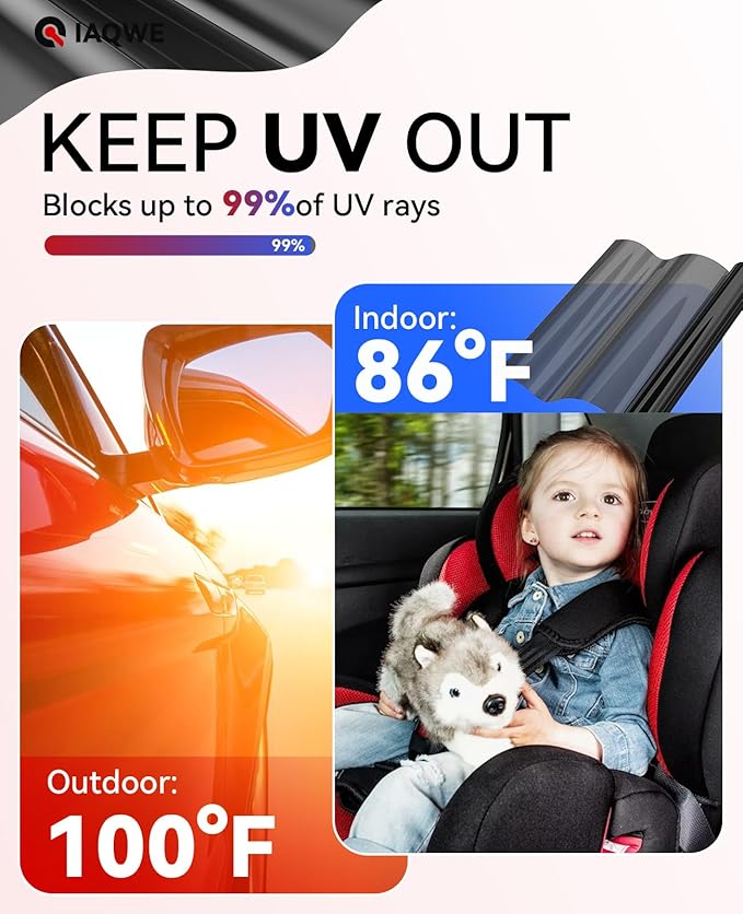 Car Ceramic Window Tint 20" in x 20'Ft with 35% Percent VLT, Tinted Film for Car Windows, UV&IR Protection Heat Insulation Anti-Explosion Scratch Resistant