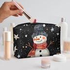 COEQINE Christmas Snowman Purse Pouches For Purse Organization Travel Makeup Bag for Women Leather Waterproof Small Cosmetic Bag For Purses for Womens Travel Essential Bags for Toiletries