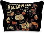 Halloween Witch Leather Makeup Bag, Halloween Gifts for Women, Witchy Gifts for Women, Witch Stuff, Long Live Halloween Makeup Pouch(PU)