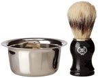 Men Wet Shave Kit 6 pcs Butterfly Opening Long Handle DE Safety Razor, Pure Badger Hair Brush, Shave Stand, Dopp Kit, Shave Soap, Stainless Steel Bowl and 10 Razor Blades Shaving Gift Set for Him