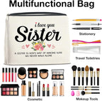Sister Gifts from Sisters Makeup Bag, Gift for Bestie Best Friend Sister Christmas Birthday, Sisters Cosmetic Bag Zipper Makeup Pouch
