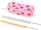 mibasies Girls Pencil Case for Kids, Multi-Slot Pencil Pouch, Assorted Strawberry Red