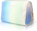 Aosbos Travel Size Cosmetic Bag Cute Makeup Bag Makeup Pouch for Women Travel Essentials Cosmetic Pouch Organizer Purse, Gradient White Blue