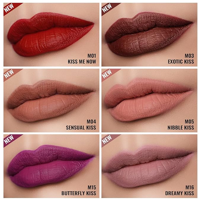 Oulac Pink Matte Lipstick Set for Women，Purple, Orange Lip Stain Long Lasting Waterproof, No Transfer, Creamy High Pigmented Formula with Rose Oil, Vegan & Cruelty-Free (M06+M07+M14)