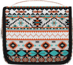 Travel Toiletry Bag for Women & Men Aztec Western Ethnic Hanging Cosmetic Organizer Portable Waterproof Makeup Case Make Up Bag with Compartments Travel Essentials for Bathroom Shower