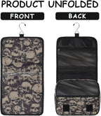 Travel Toiletry Bag for Women & Men Bohemian Skull Cool Hanging Cosmetic Organizer Portable Waterproof Makeup Case Make Up Bag with Compartments Travel Essentials for Bathroom Shower