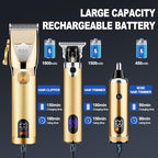 RESUXI Hair Clipper for Men T Blade Zero Gapped Nose Hair Trimmer Set,Professional Cordless Barber Clippers Hair Cutting Machine Haircut Grooming Kit,Gold