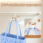 OUTXE 2-Pack Organizer Hooks for Bogg Bag Accessories, Multifunctional Stackable Storage ABS Hanger Hooks for X Large Medium Baby Bog Bag, Universal Rubber Tote Beach Bag Accessories, White