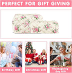 2Pcs Floral Makeup Bag for Women Cotton Quilted Small Coquette Cosmetic Bag Cute Zipper Pink Flower Makeup Pouch Aesthetic Portable Pencil Pouch Travel Toiletry Bag Trendy Cloth Skincare Bag
