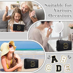 Personalized Initial A-Z Preppy Patch Makeup Bag,Small PU Chenille Letter Cosmetic Bag with Zipper for Teen Girls,Black Cute Toiletry Organizer Bag,Monogram Makeup Case Gift for Women Girls,Letter D