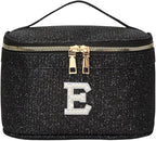 EURYNOME Makeup Bag with Custom Letter E, Water-Resistant Travel Organizer Pouch, (8.3x5.1x5.1 Inch) Cosmetic Case for Women