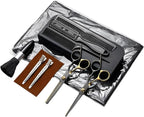 Hair Cutting Scissors Kit 11PCS, Professional Haircut Scissors with Japanese Stainless Steel Shears, Thinning Shears, Haircut Accessories in Leather Case for Salon/Home (Black - Gold)