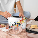 Womens Leather Makeup Bag Cosmetic Bag Travel Toiletry Bags Make Up Bags for Women Adult (Elegant Butterflies)