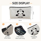 Panda Gifts Dots Makeup Bag,Gifts for Panda Lover Wonmen Girls,Cute Baby Panda Guess What It's Pug Butt Cosmetic Bag,Makeup Case for Teen Girls Daughter,Panda Accessories,Canvas Zipper Pouch