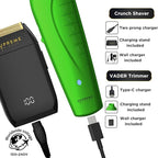 Supreme Trimmer Vader Trimmer & Crunch Foil Shaver Barber Haircutting Kit | Professional DLC T-Blade Beard Trimmer ST3778 & STF602 Waterproof IPX6 Shaver Set | (Acid)