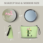 Women Birthday Unique Bride to be Bridal Shower Initial Gifts for Mom Sister Friend Her Teacher Aunt Makeup Cosmetic Bag with Mirror Mothers Day Christmas Graduation E