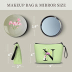 Appreciation Initial Monogram Gifts for Sisters from Sister Employees Team Bride Womens Unique Mom Personalized Makeup Cosmetic Bag with Mirror Mothers Day Christmas Graduation N