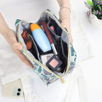 Aosbos Small Travel Makeup Pouch - Cosmetic Bag for Women - Green Leaf