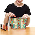 Tribal Aztec Native American African Ethnic Symbols Art Toiletry Bag Holder Portable Gift for Girls Women Large Capacity Travel Makeup Train Case for Cosmetics Digital Accessories Fashion Travel Bag