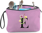 Women Birthday Unique Bride to be Bridal Shower Initial Gifts for Mom Sister Friend Her Teacher Aunt Makeup Cosmetic Bag with Mirror Mothers Day Christmas Graduation E