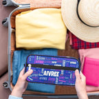 Custom Name Makeup Bag Travel Bag, Toiletry Bag Travel Large Capacity Cosmetic Container Organizer for Shampoo, Royal Blue Background Colorful Names
