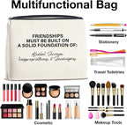 Friendship Gifts Makeup Bag, Funny Gifts for Women Friends, Best Friend Bestie Gifts Foundations of Friendship Zipper Makeup Pouch