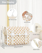 Relavel Hanging Toiletry Bag for Women, Hanging Makeup Organizer with Travel Size Toiletries, Portable Bathroom Travel Bag with Hook for Shaving Kit, Shampoo, Conditioner for Trip - Plaid