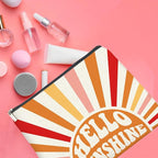 Inspirational Gifts Hello Sunshine Makeup Bag, Positve Gifts for Women, Boho Sunrise Sunshine Zipper Makeup Pouch