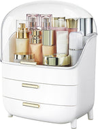 Vtopmart 3-Tier Skincare Makeup Organizer with Drawers and Lid for Vanity and Bathroom Countertop, Large Cosmetic Storage Box Case for Dresser, with Non-Slip Base