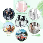 10 Pack Large Clear Makeup Cosmetic Organizer Bag with Handle PVC Plastic Toiletry Pouches with Zipper Transparent Makeup Bag, Plastic Tote Bags for Beach, Traveling