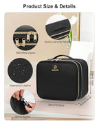Relavel Makeup Bag with LED Mirror, Small Travel Makeup Case with Rechargeable Lighted Mirror 3 Color Lights, Double Layer Cosmetic Box Makeup Brush Lipstick Holder Organizer for Women, Black