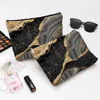 Cute Makeup Bag for Purse Canvas Waterproof Funny Cosmetic Bags for Women Zipper Travel Toiletry Pouch-Black Marble Makeup Bags
